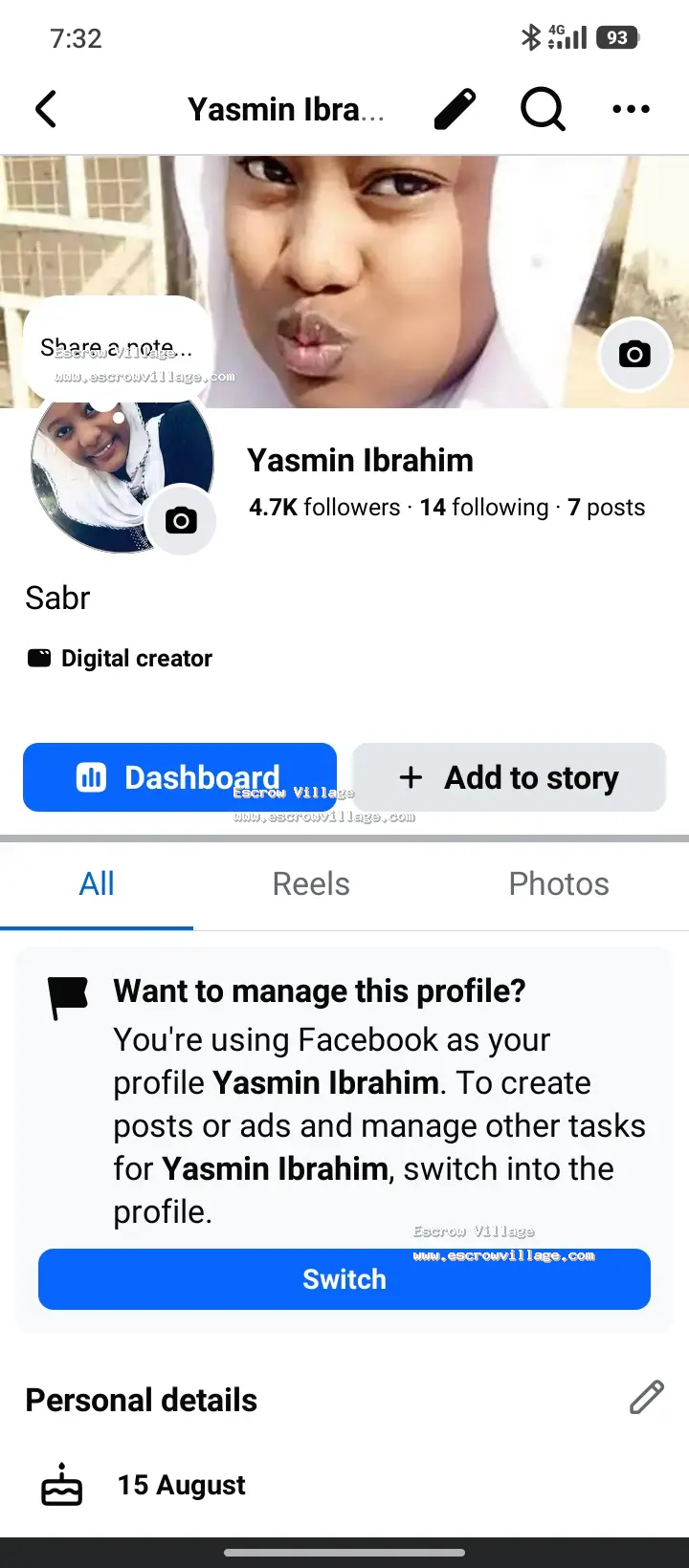 8-9 years Facebook account
